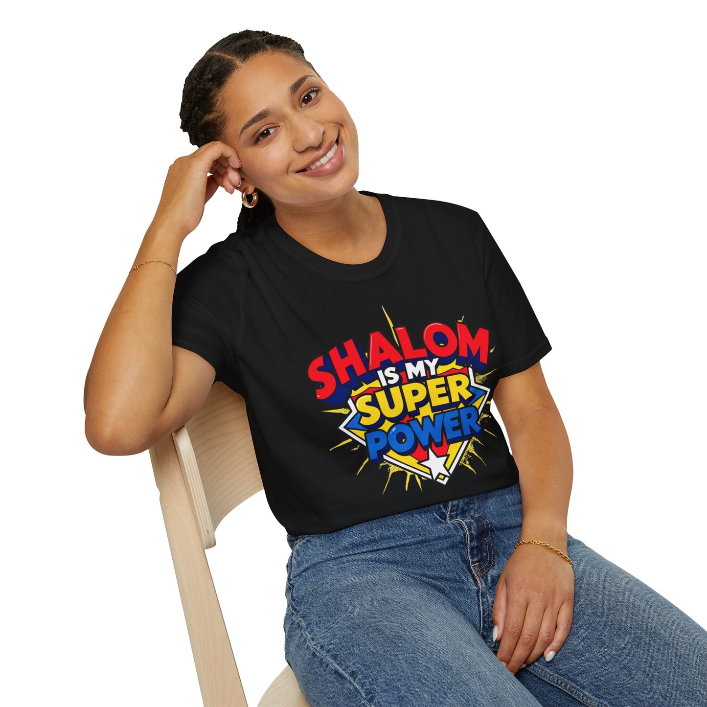 Shalom is my Superpower - Unisex soft T-shirt, Perfect Gift for Purim