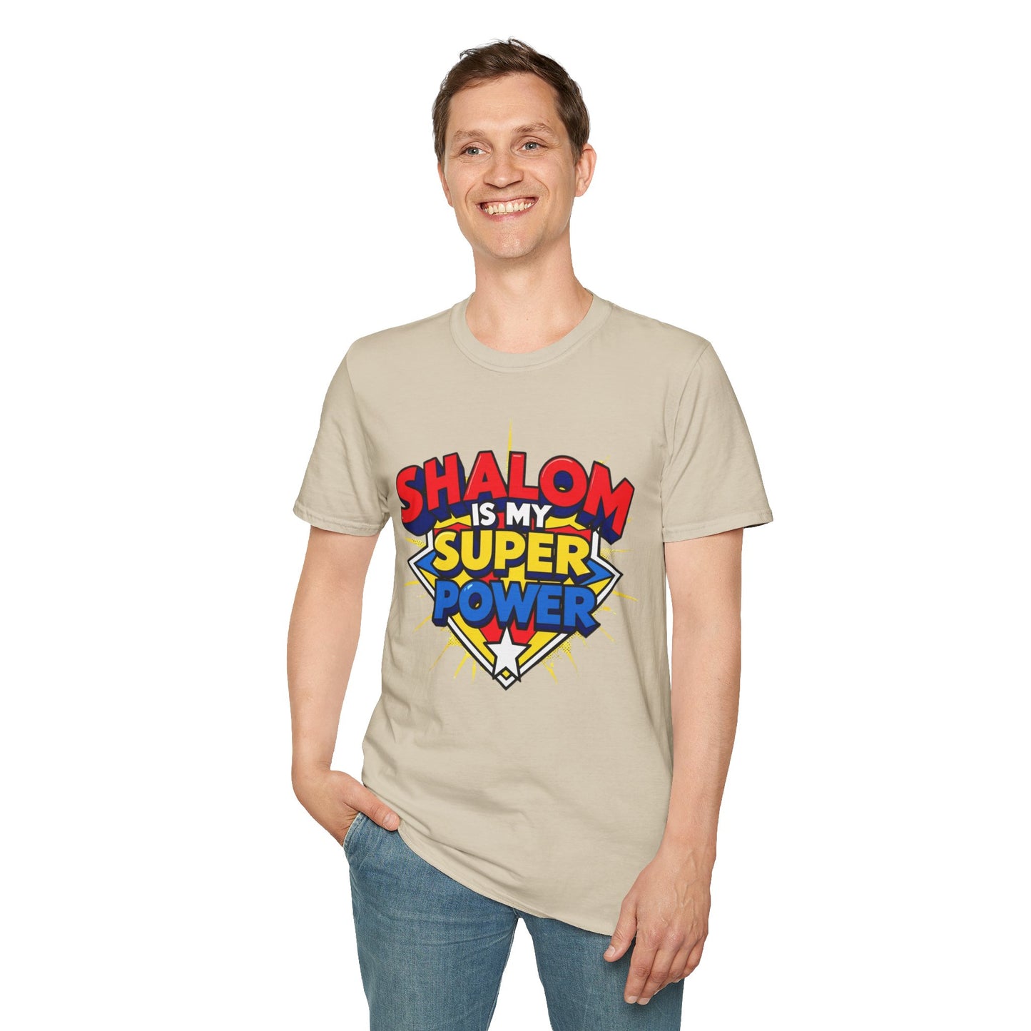Shalom is my Superpower - Unisex soft T-shirt, Perfect Gift for Purim