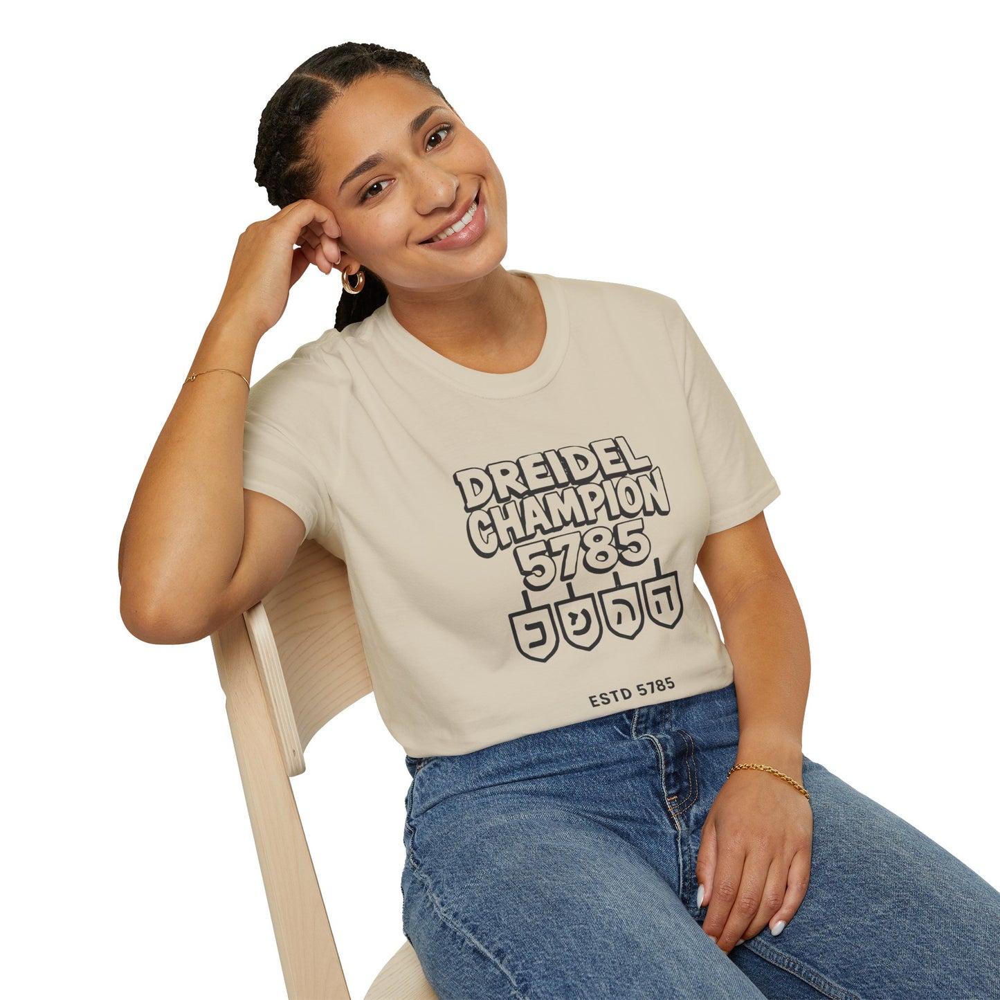 Dreidel Champion 2 - Unisex soft T-shirt, Perfect Gift for Chanukkah