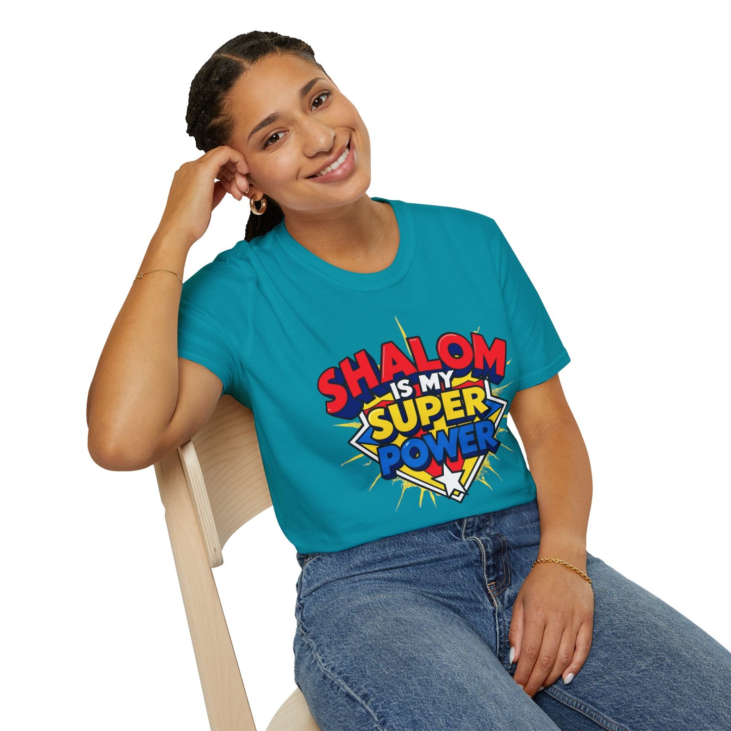 Shalom is my Superpower - Unisex soft T-shirt, Perfect Gift for Purim