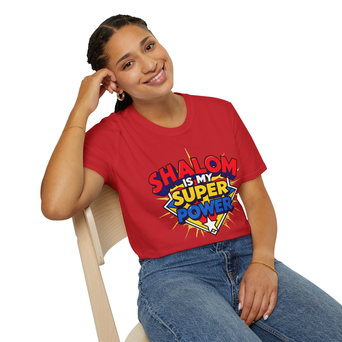 Shalom is my Superpower - Unisex soft T-shirt, Perfect Gift for Purim