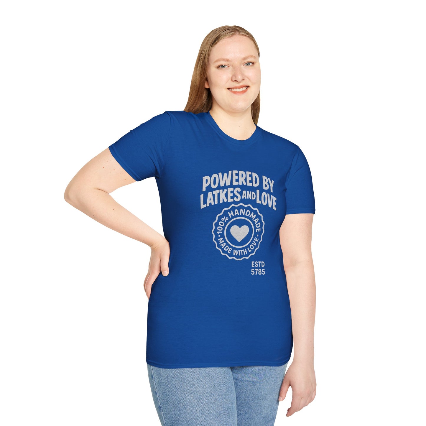 Powered by Latkes and Love - Unisex soft T-shirt, Perfect Gift for Friends