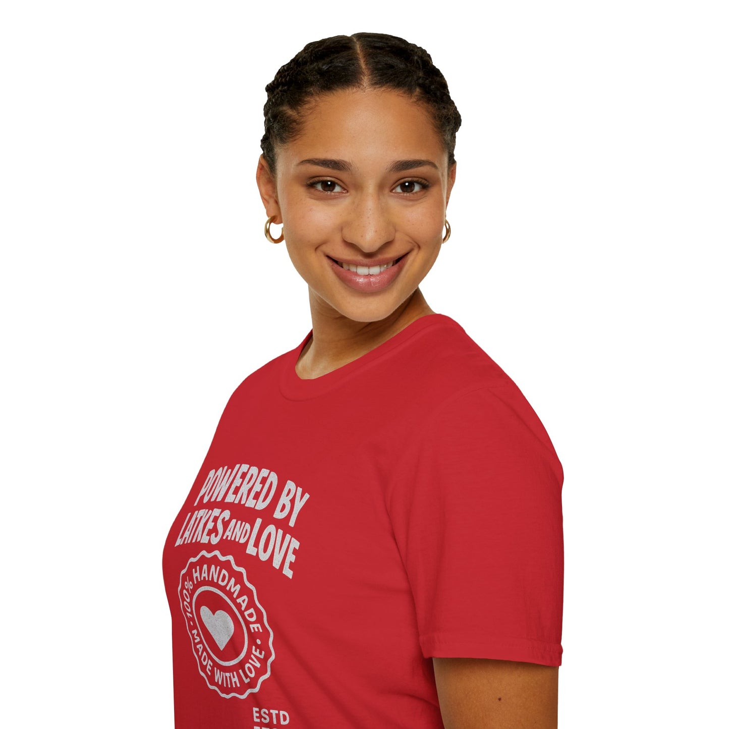 Powered by Latkes and Love - Unisex soft T-shirt, Perfect Gift for Friends