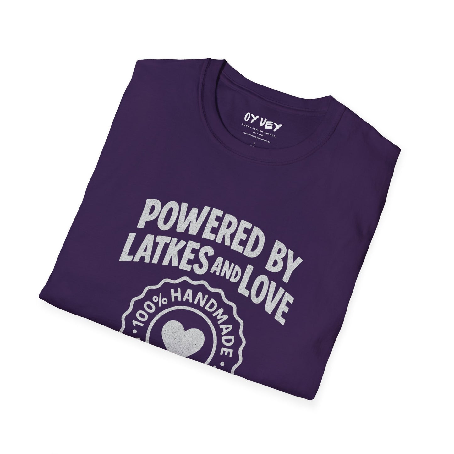 Powered by Latkes and Love - Unisex soft T-shirt, Perfect Gift for Friends